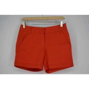 J. CREW chino 'broken-in' cotton flat front shorts red orange size 0 women's